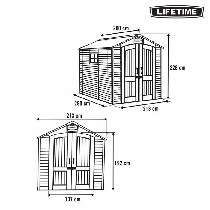 Caseta Lifetime 213 x 228 x 280 cm Gris 3 Caseta Lifetime 213 x 228 x 280 cm Gris 3
