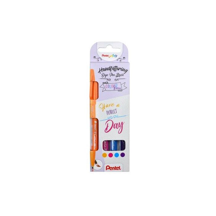 Rotulador Fibra Pentel Touch Colores Fuertes Estuche De 4
