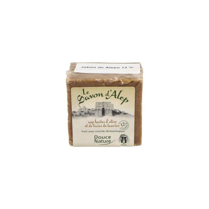 DOUCE NATURE Pastilla de Jabón de Alepo 12% Laurel, elaborada con Aceite de Oliva para Cara y Cuerpo 200g