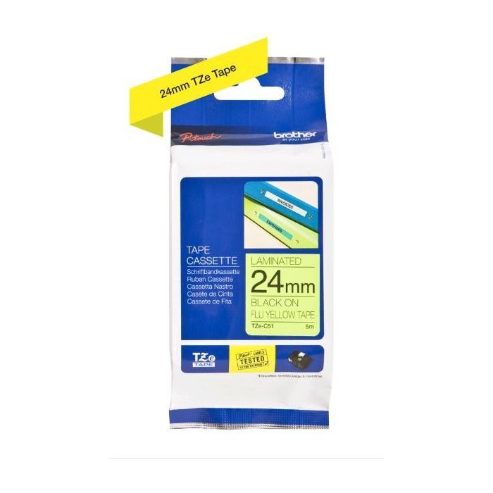 Brother Cinta Rotuladora Laminada Negro Sobre Fondo Amarillo 24 mmx5M Brother Cinta Rotuladora Laminada Negro Sobre Fondo Amarillo 24 mmx5M