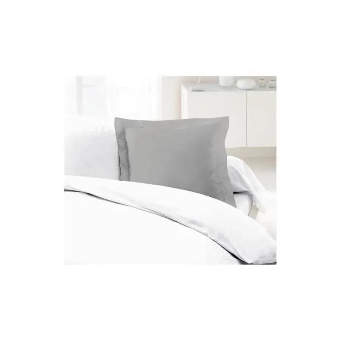 Lovely Home Juego 2 Fundas de Almohada 100% Algodón Gris Claro 63x63 cm 1