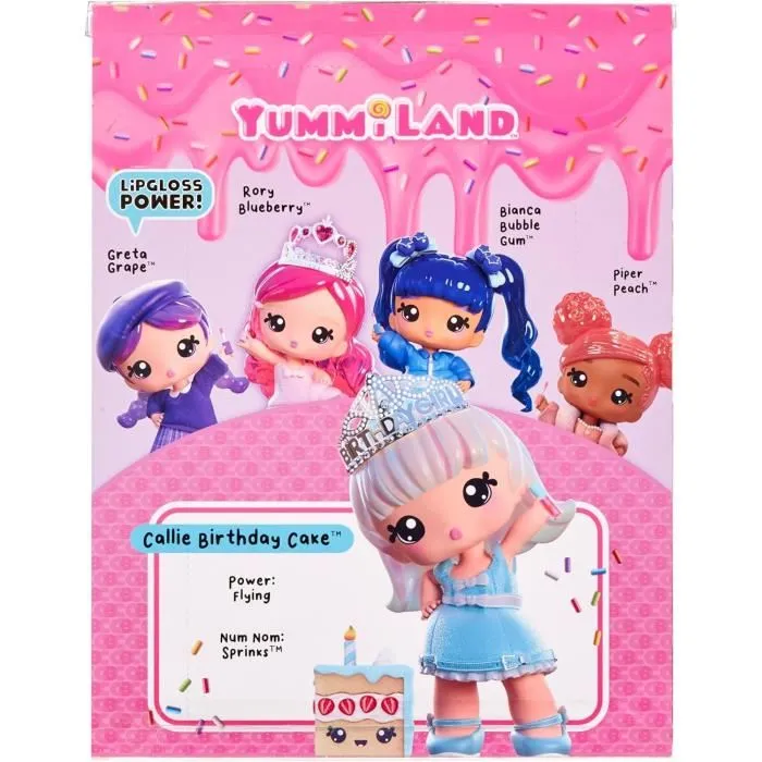 Yummiland Muñeca grande de 25 cm para peinar y abrazar, Mascota + bálsamo labial perfumado Callie, A partir de 4 años 2