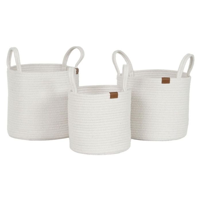 Cesta Moderno DKD Home Decor Blanco 30 x 28 x 30 cm Set de 3