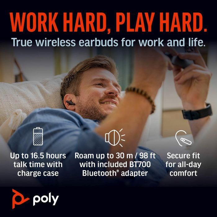 Poly Poly Voyager Free 60+ UC Carbon Black Earbuds +BT700 USB-C Adapter +Touchscreen Charge Case 3 Poly Poly Voyager Free 60+ UC Carbon Black Earbuds +BT700 USB-C Adapter +Touchscreen Charge Case 3