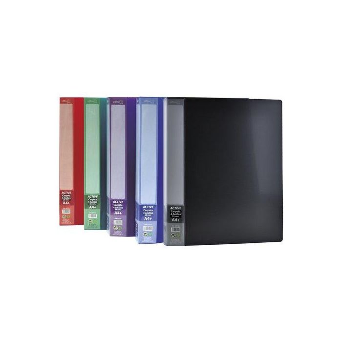 Carpeta De Anillas Office Box Pp Twill Supra A4 4 An.25Mm 5 Col.Surt.
