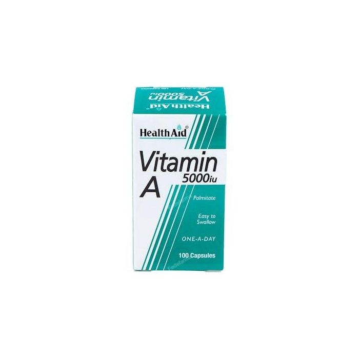 Health Aid Vitamina A 5000 UI y Vitamina D 400 UI, 100 Cápsulas. Soporte Inmunitario, Piel y Visión