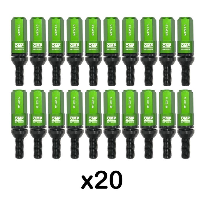 Omp Speed Juego De 20 Tornillos Con Protector De Aluminio De Colores M12x1.5 Llave De 17-19 Largo 28 mm Con Protector Verde OMPS09981208 4 Omp Speed Juego De 20 Tornillos Con Protector De Aluminio De Colores M12x1.5 Llave De 17-19 Largo 28 mm Con Protector Verde OMPS09981208 4