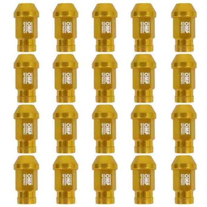 Set Tuercas OMP 7075 40 mm M14 x 1,50 20 uds Oro 2 Set Tuercas OMP 7075 40 mm M14 x 1,50 20 uds Oro 2