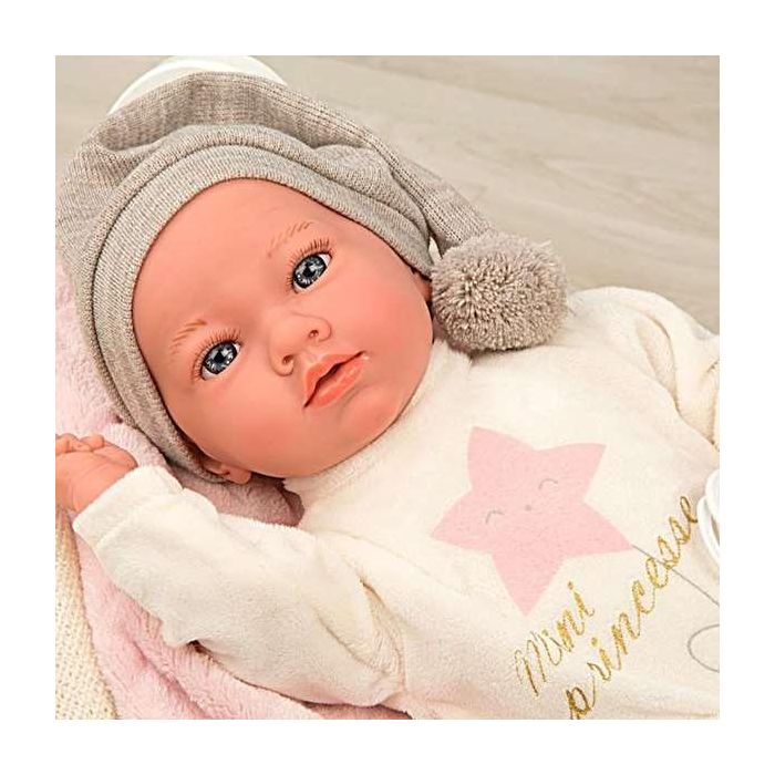 Muñeca elegance aria rosa con portabebe, incluye chupete (muñeco de peso)40 cm 16