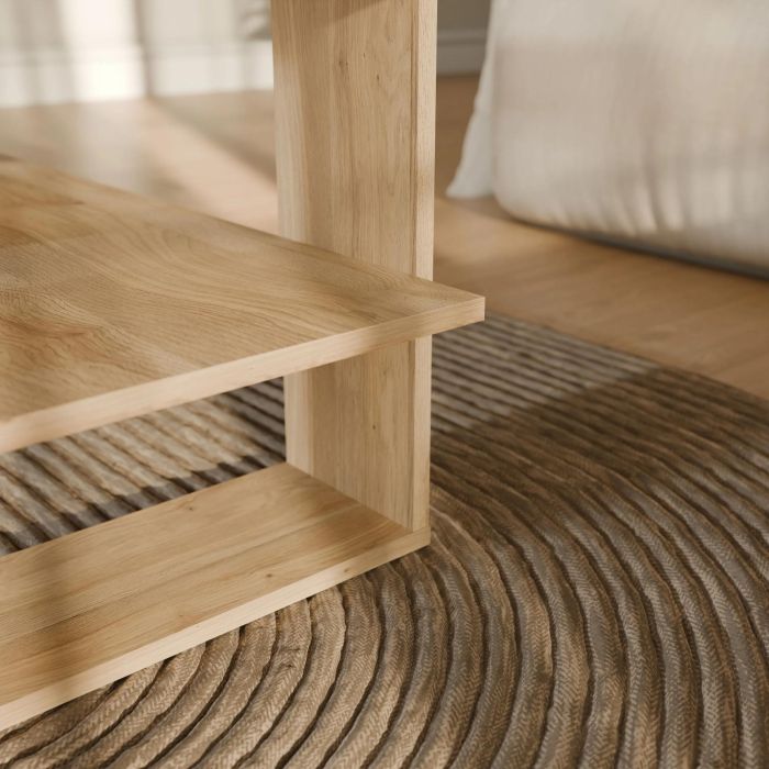 Mauvella Mesa de Centro Rectangular CFTT5212D108 en Roble con 2 Estantes, 110 x 60 x 45 cm