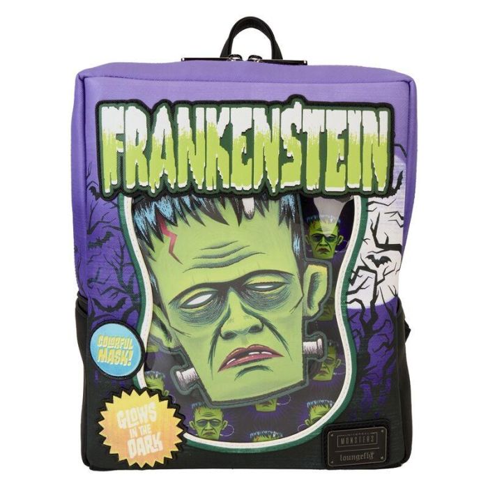 Loungefly Mochila Frankenstein Neon Mask Universal Monster Piel Vegana 28cm que Brilla en la Oscuridad