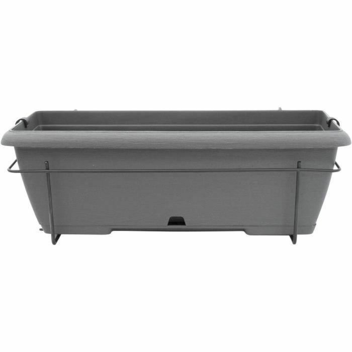 Garden Id 12228969 Macetero con Soporte Metálico y Bandeja Integrada Teramo Negro-anth 50 cm Efecto Piedra Reciclado/Reciclable 2