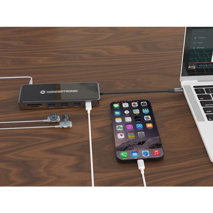 CONCEPTRONIC ADAPTADOR USB-C 12IN1 HDMIx2 VGA USB-C DATOS USB-A AUDIO LAN GIGABIT LECTOR DE TARJETAS DONN15G 6 CONCEPTRONIC ADAPTADOR USB-C 12IN1 HDMIx2 VGA USB-C DATOS USB-A AUDIO LAN GIGABIT LECTOR DE TARJETAS DONN15G 6