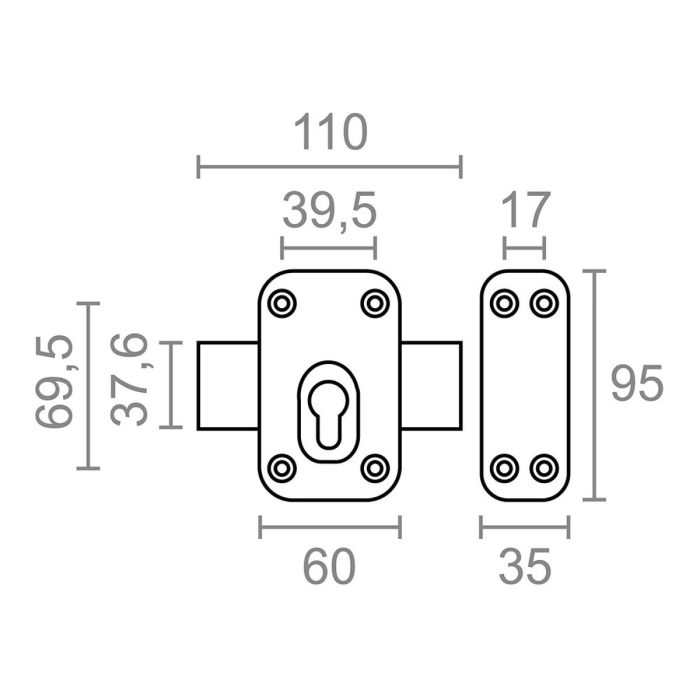 Cerradura de sobreponer Micel crr16 Acero Gris 1