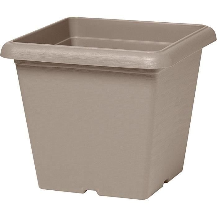 Maceta Cuadrada - GARDEN ID - Teramo Taupe - 40 x 35 cm - Resistente a los arañazos - Efecto Piedra - Con Agujeros Maceta Cuadrada - GARDEN ID - Teramo Taupe - 40 x 35 cm - Resistente a los arañazos - Efecto Piedra - Con Agujeros