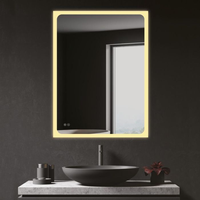 Edm Espejo rectangular con LED 20W 80x60cm, regulable, antivaho, marco aluminio 3