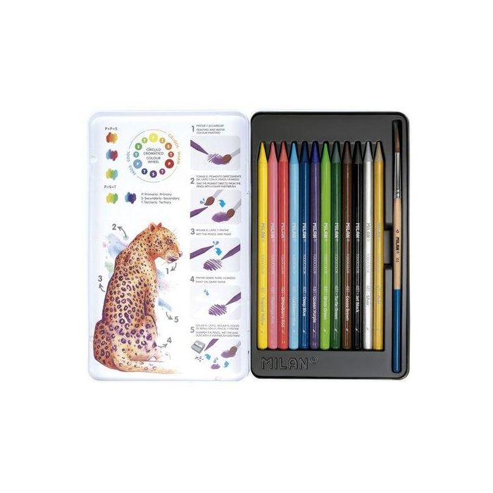 Lapices Color Milan Acuarelables Estuche Metal De 12