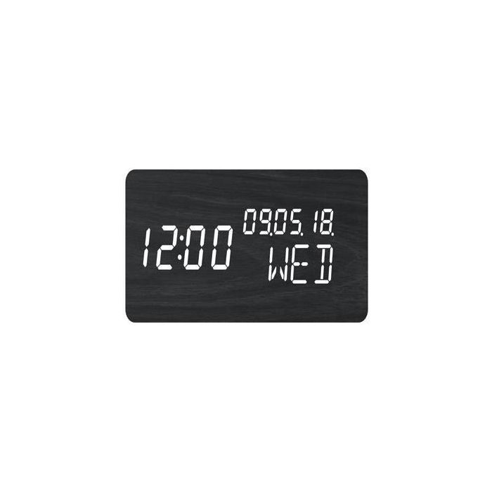 Evoom Despertador Multifunción 4 en 1 Reloj Termómetro Calendario Madera Negro Activación Sonido Táctil Pantalla Invisible Brillo Ajustable 2 Evoom Despertador Multifunción 4 en 1 Reloj Termómetro Calendario Madera Negro Activación Sonido Táctil Pantalla Invisible Brillo Ajustable 2