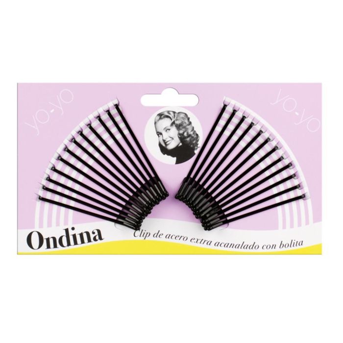 Eurostil Acanalado clips acero con bolita negra 50mm pack