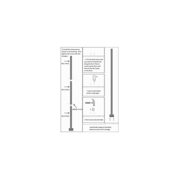 Columna Farola 3M Desmontable Negro 2