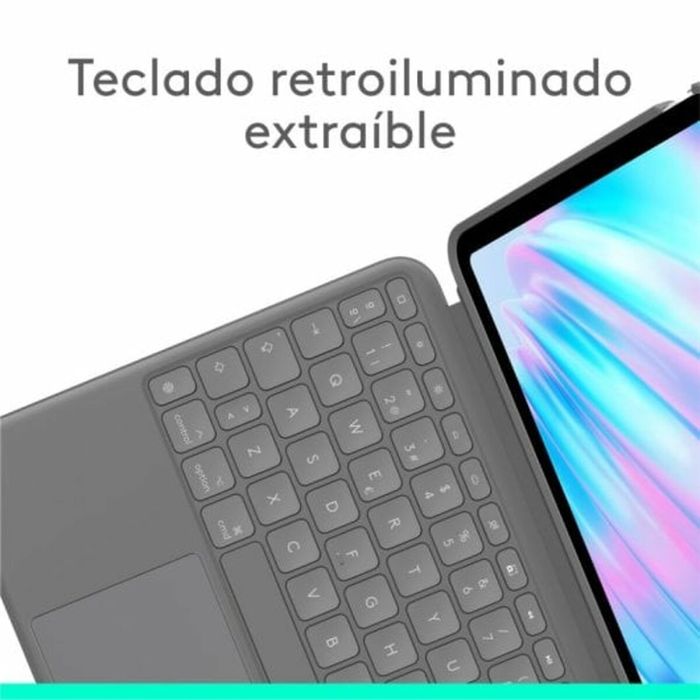 Funda para Tablet Logitech iPad Air 2024 | iPad Air 2022 Gris Qwerty Español QWERTY 7