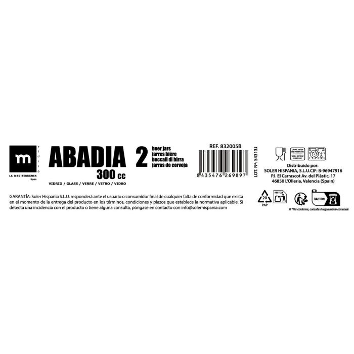 Set 2 Jarras Cerveza Abadía 300 cc - Inde (24 Cajas) 7 Set 2 Jarras Cerveza Abadía 300 cc - Inde (24 Cajas) 7