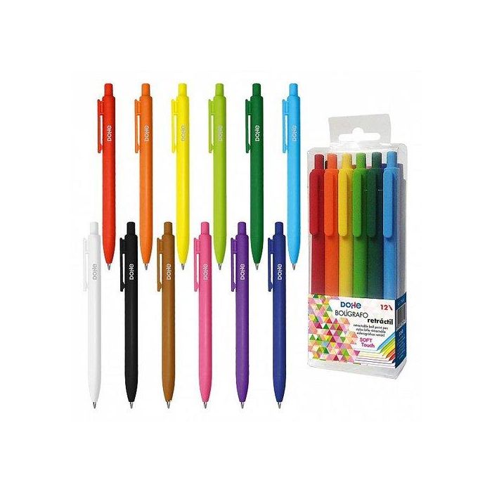 Boligrafo Dohe Retractil Soft Touch Colores Vivos  Surtidos Blister De 12