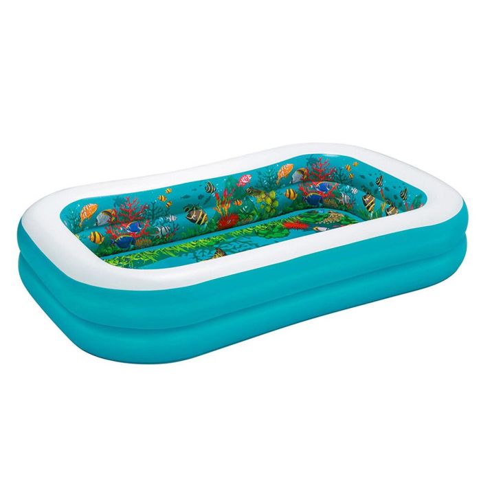 Bestway Piscina Hinchable 2 Camaras Fondo 3D Marino con Accesorios 262x175x51 cm +3 Años Jardin 54177