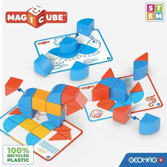 Geomag GEO0871772003021 Bloques magnéticos Magicube y tarjetas, 16 piezas, educativo, plástico reciclado 3