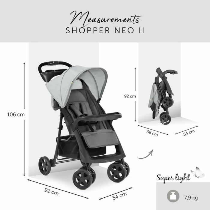 HAUCK Shopper Neo II Cochecito de Bebé Plegable y Maniobrable, Capacidad hasta 25 kg - Gris 14