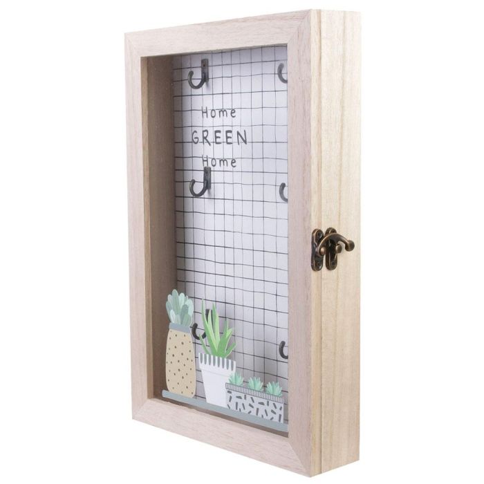 Home Deco Factory Good Deal Caja Llaves Madera con 6 Ganchos y Tapa de Cristal 19,5x5x30 cm 2