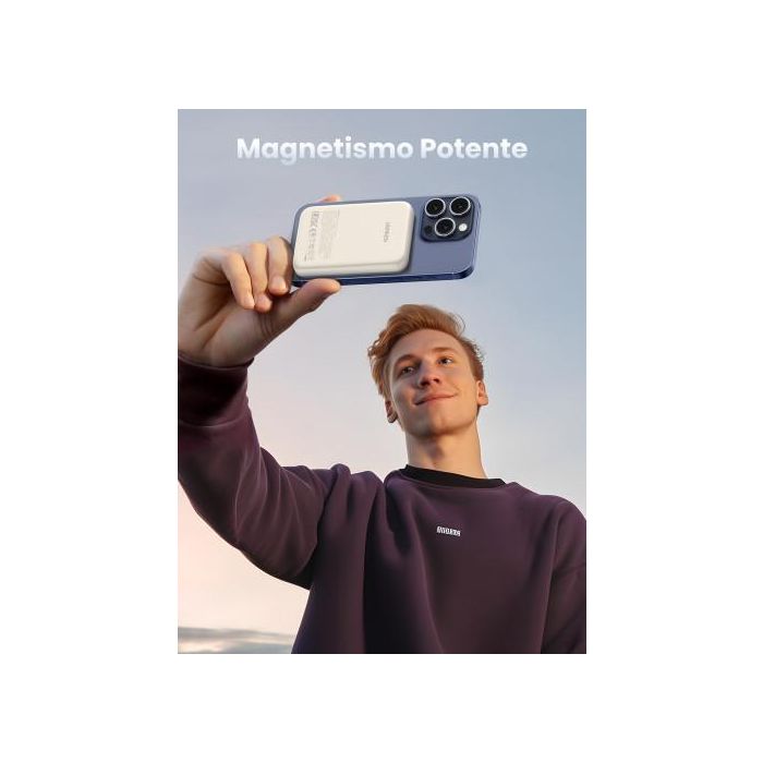 UGREEN 25208 Batería Externa 10000 mAh Cargador Inalámbrico Beige para iPhone 12-15 Series, Carga Rápida PD 20W