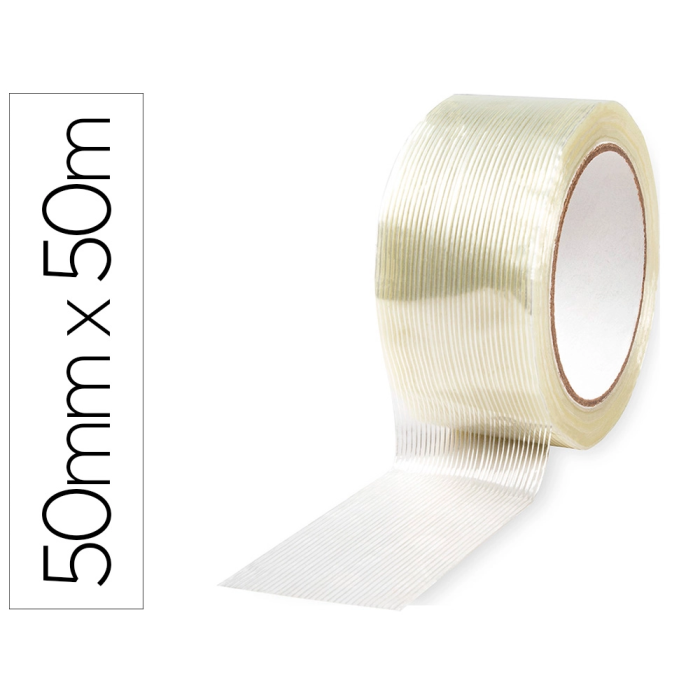 Q-connect Cinta Adhesiva Monofilamentos Transparente para Embalaje 50 mt x 50 mm Reforzada con Fibra de Vidrio 0 Q-connect Cinta Adhesiva Monofilamentos Transparente para Embalaje 50 mt x 50 mm Reforzada con Fibra de Vidrio 0