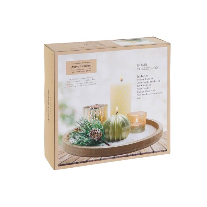 DKD Home Decor Vela Cristal y MDF Dorado 27 x 2 x 27 cm Set de 6 Piezas 3