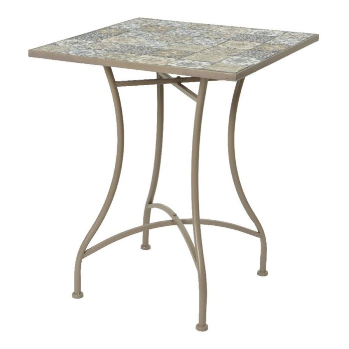 Mesa Bistro metálica/mosaico piedra color marrón para exterior 58x58x72 cm 0 Mesa Bistro metálica/mosaico piedra color marrón para exterior 58x58x72 cm 0