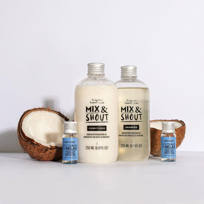 Mix & Shout Rutina Rizado Calmante Lote 4 pz Champú y Acondicionador para Cabello Rizado con Boosters Keep Calm & Relax Vegano Mix & Shout Rutina Rizado Calmante Lote 4 pz Champú y Acondicionador para Cabello Rizado con Boosters Keep Calm & Relax Vegano