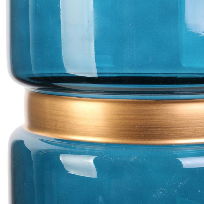 Home Deco Factory Jarron Azul-Dorado Decorativo Medidas d.15,5 cm; h.20,5 cm 4