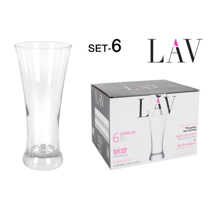Set de 6 vasos para cerveza 380 cc marca Lav (4 Cajas) Set de 6 vasos para cerveza 380 cc marca Lav (4 Cajas)