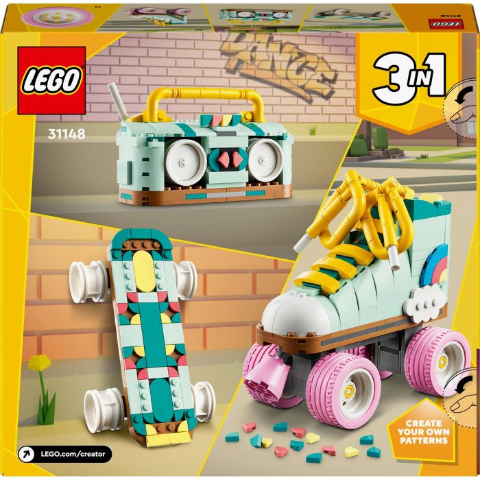 LEGO 31148 Creator Patines Retro 3en1, Set de Juguete Construible con Mini-Patineta y Boombox, Decoración Retro 8