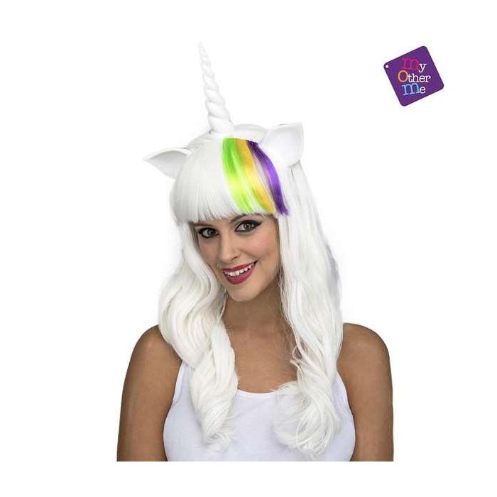My Other Me Peluca Larga Blanca Unicornio Multicolor 100% Poliéster 4