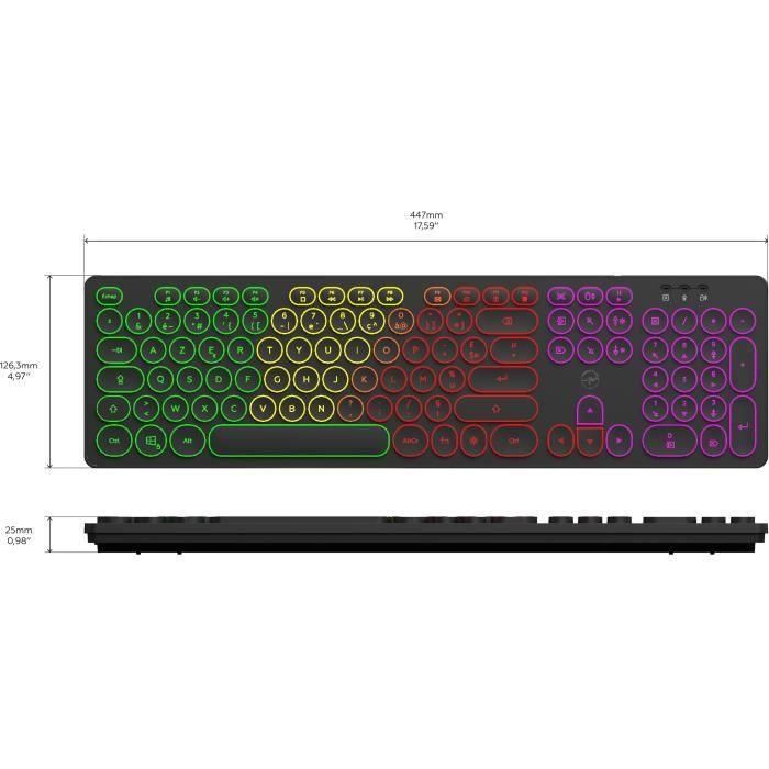 Mobility Lab ML306858 Teclado con Cable e Iluminación RGB, con Teclas Redondas, Distribución AZERTY, Color Negro 1 Mobility Lab ML306858 Teclado con Cable e Iluminación RGB, con Teclas Redondas, Distribución AZERTY, Color Negro 1