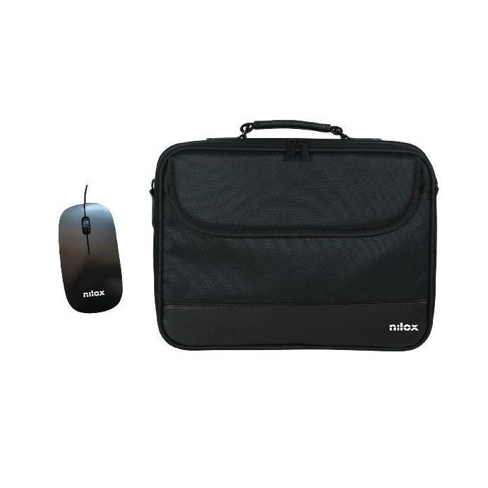 Nilox Maletín Duro para Portátil 15,6" con Ratón de Alta Precisión 1200 DPI - Compatible Windows, MAC, Linux
