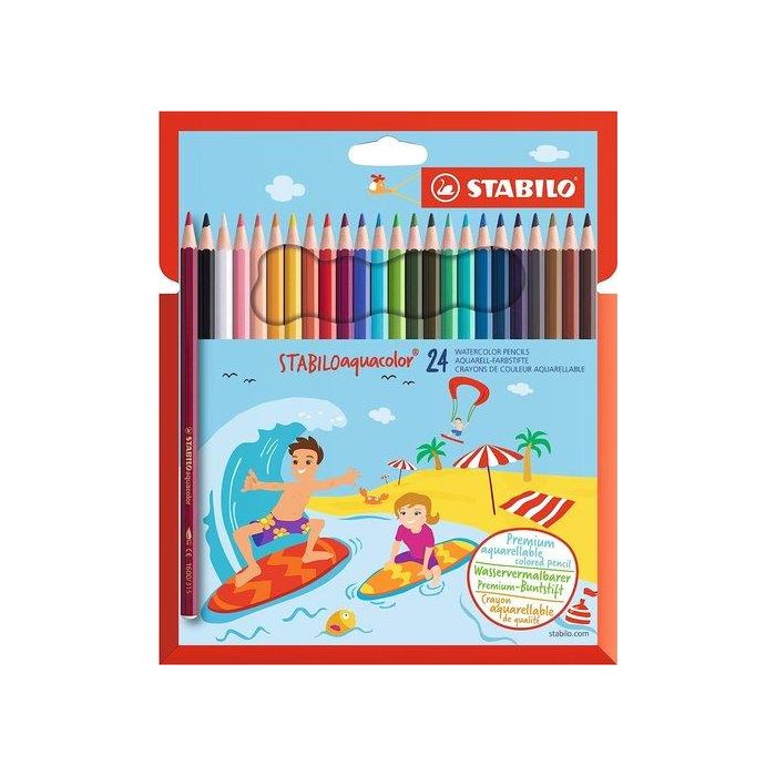 Lapices Acuarelables Stabilo Aquacolor Estuche Carton De 24
