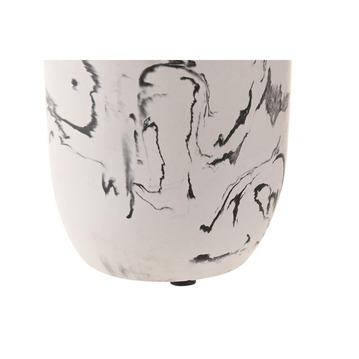 DKD Home Decor Vaso Cemento Blanco Negro Simil Mármol 7 x 9.5 x 7 cm 1