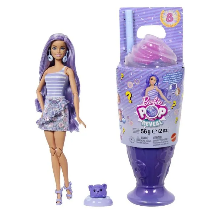 Mattel Barbie Muñeca Sorpresa Pop Reveal con Vaso Morado, Incluye 8 Sorpresas - Modelos Surtidos 2 Mattel Barbie Muñeca Sorpresa Pop Reveal con Vaso Morado, Incluye 8 Sorpresas - Modelos Surtidos 2