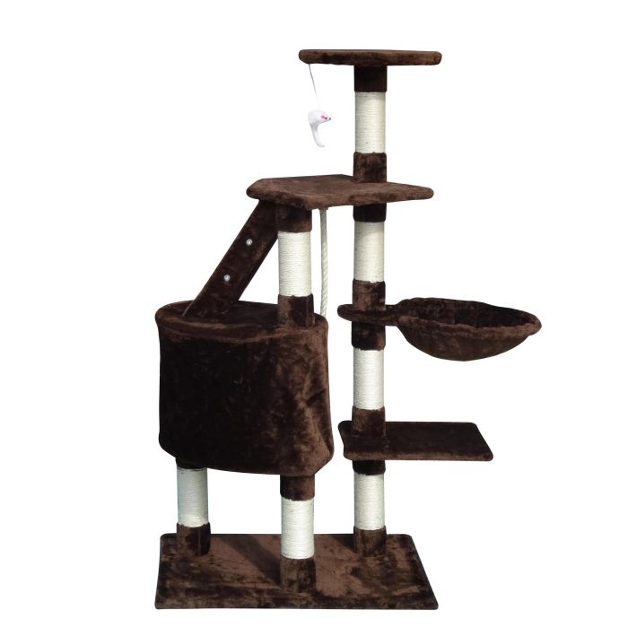 Gloria Sinu Árbol rascador para gatos Marrón 55x40x120 cm con cueva, múltiples alturas y postes de sisal, ideal para varios gatos 4