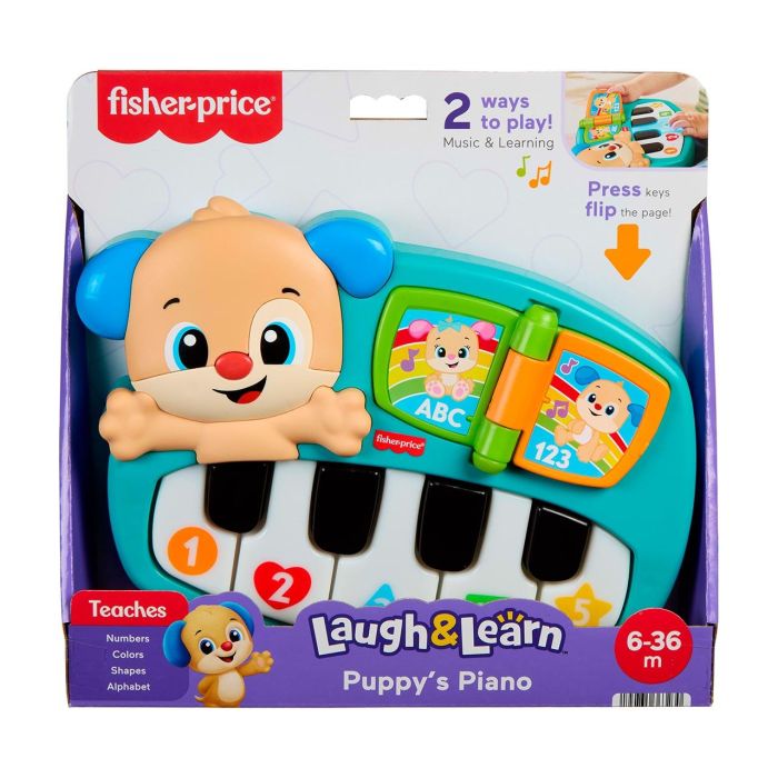 Fisher-Price Perrito Ríe y Aprende JMM47 - Piano juguete bebé 12+ meses - Multilingüe (Inglés, Francés, Alemán, Español) 1