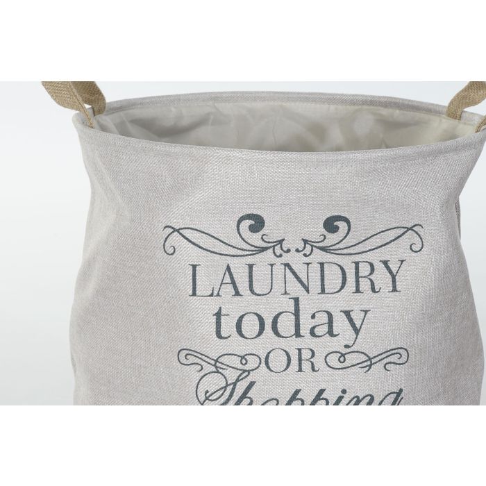 DKD Home Decor Laundry today Cesta Basicos Beige Marron Claro Gris Poliester 39 x 41 x 39 cm (3 Unidades) 1