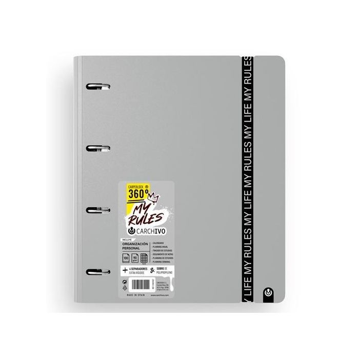 Carchivo Carpeblock 360 My Rules Con Recambio 100H A4 5x5 90 gr 4 Separadores Pp Foam Gris