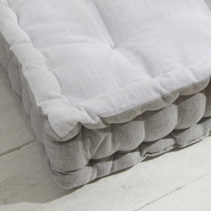 Cojín de suelo - HOY - CHARME - Slub x Chambray x Bordado Capucine - 40 x 40 x 10 cm 1 Cojín de suelo - HOY - CHARME - Slub x Chambray x Bordado Capucine - 40 x 40 x 10 cm 1